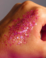 Les meilleure paillettes biodégradables rose punchy transparentes.